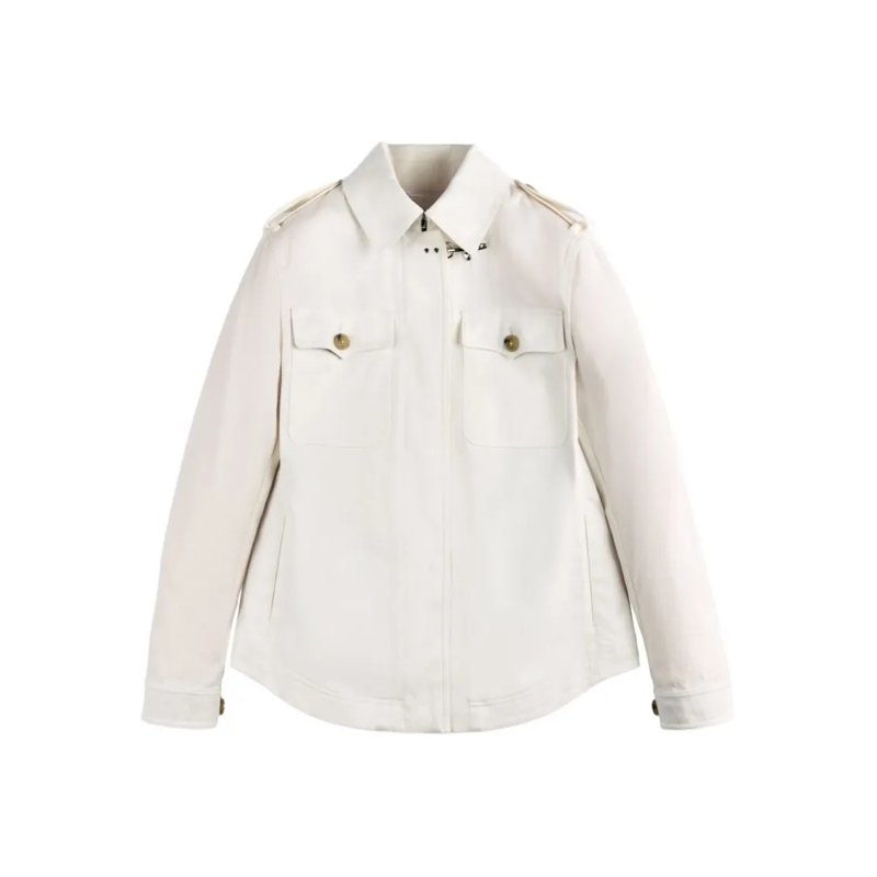 Fay Veste de transition Lightweight Cotton Blend Jacket With Classic Colla White