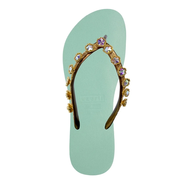 UZURII Flip Flops Zehentrenner Black Crocodile Switch High Heel mintgrün(Image 3)
