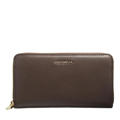 Coccinelle Metallic Soft Fondant Brown Zip-Around Wallet