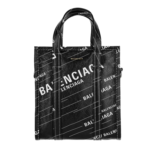 Balenciaga Bazar Shopper XS Bag AJ Leather Noir/Blanc Rymlig shoppingväska