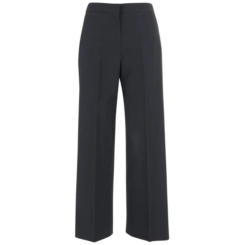 QL2 Quelledue  Wide-Leg Navy Trousers With Elasticated Back Black