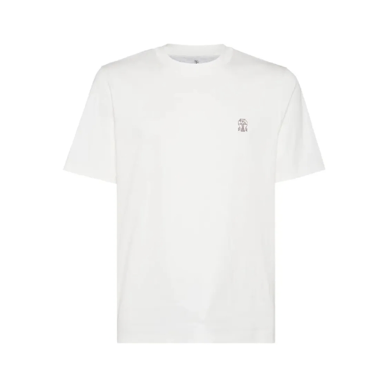 Brunello Cucinelli T-Shirt Crew Neck T-Shirt With Subtle Logo Print White