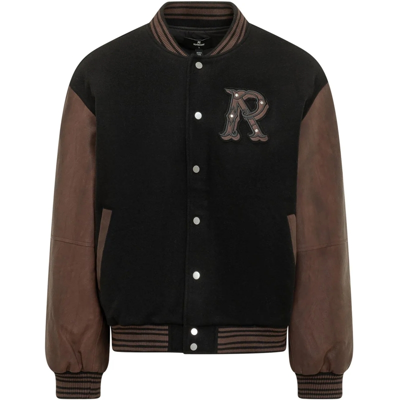 Represent Blouson aviateur Giacca Varsity con Maniche a Contrasto e Patch schwarz