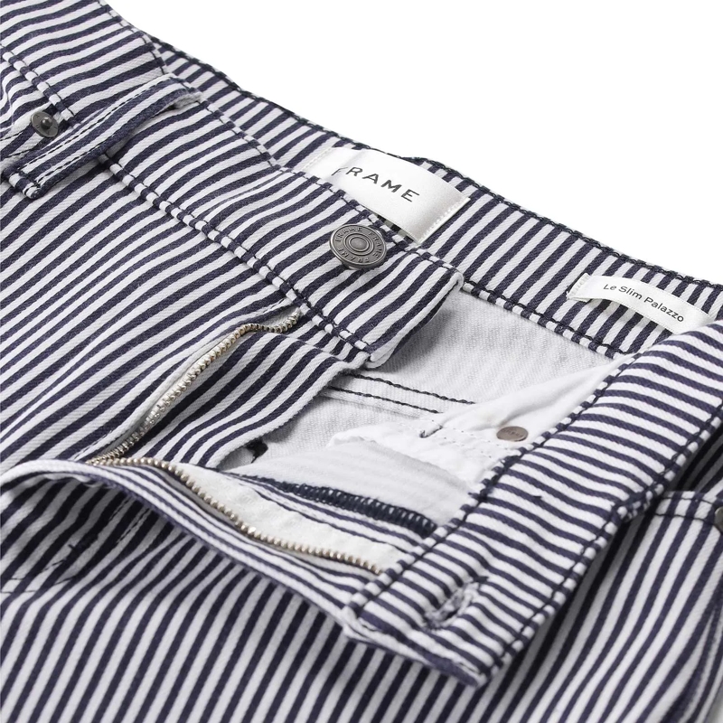 FRAME Jeans Gestreifte Wide-Leg Jeans Le Slim Palazzo blau(Image 3)