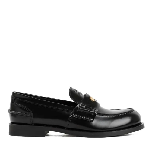 Miu Miu Ballerine Black Leather Slip-On Loafers Black