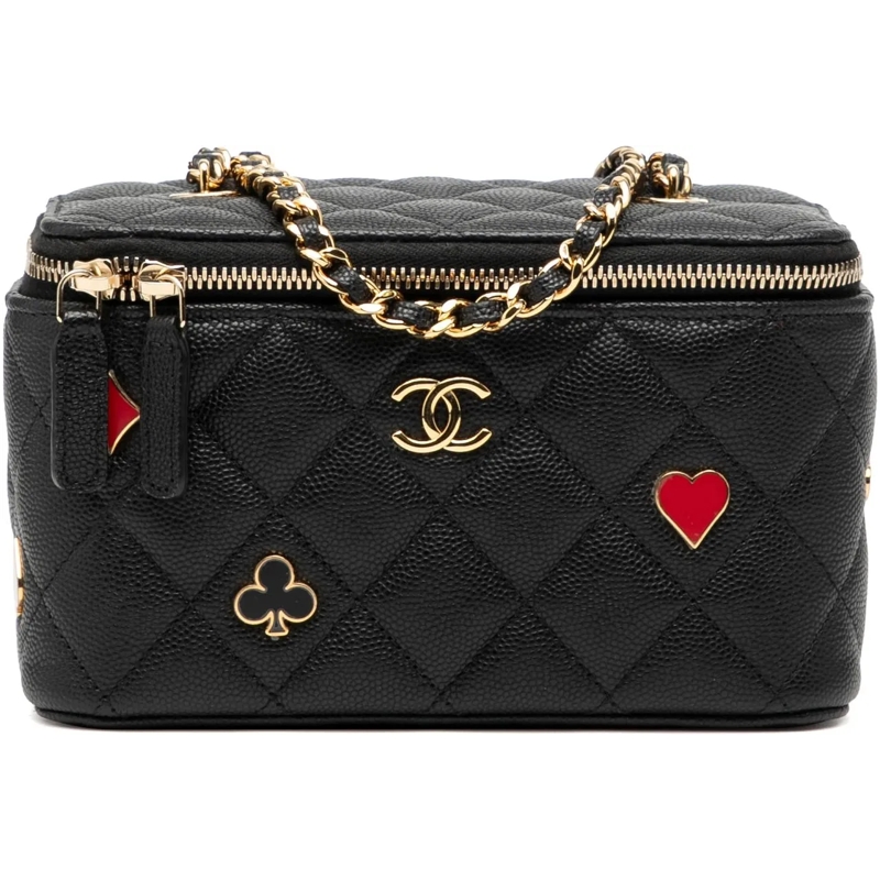 Chanel Schultertasche Small Quilted Caviar Coco Casino Vanity Case With  schwarz