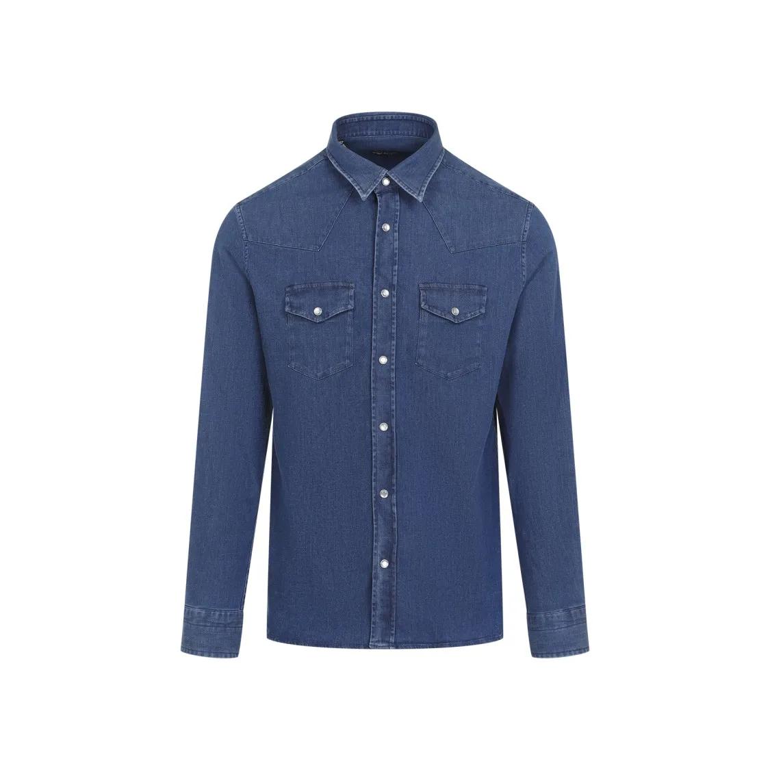 Tom Ford - Stone Blue Cotton Denim Shirt - Größe 42 - blau