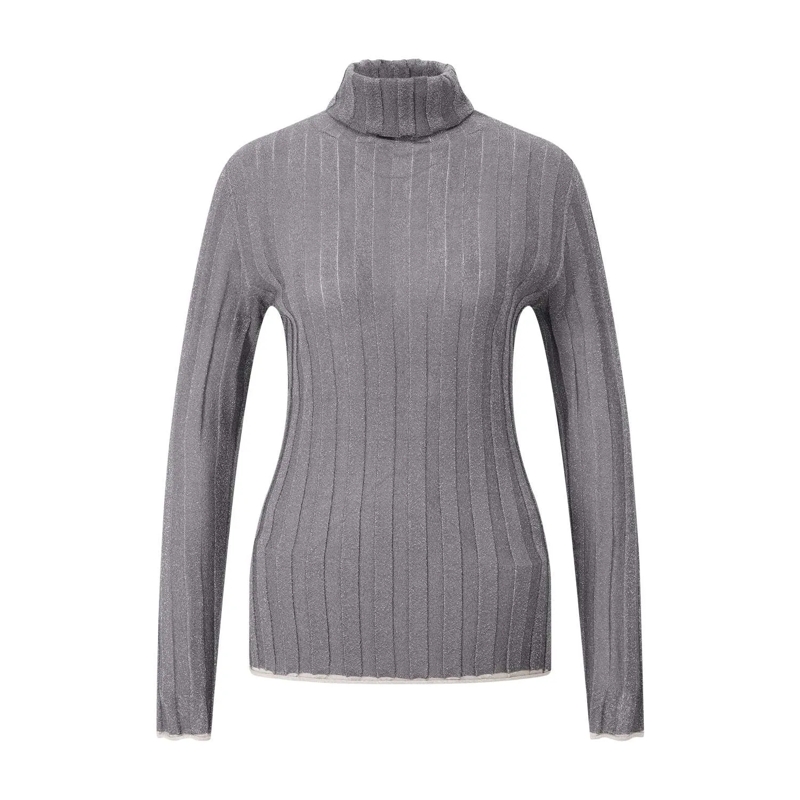 Fabiana Filippi Trui Glitzer-Langarmshirt mit Rollkragen Silber