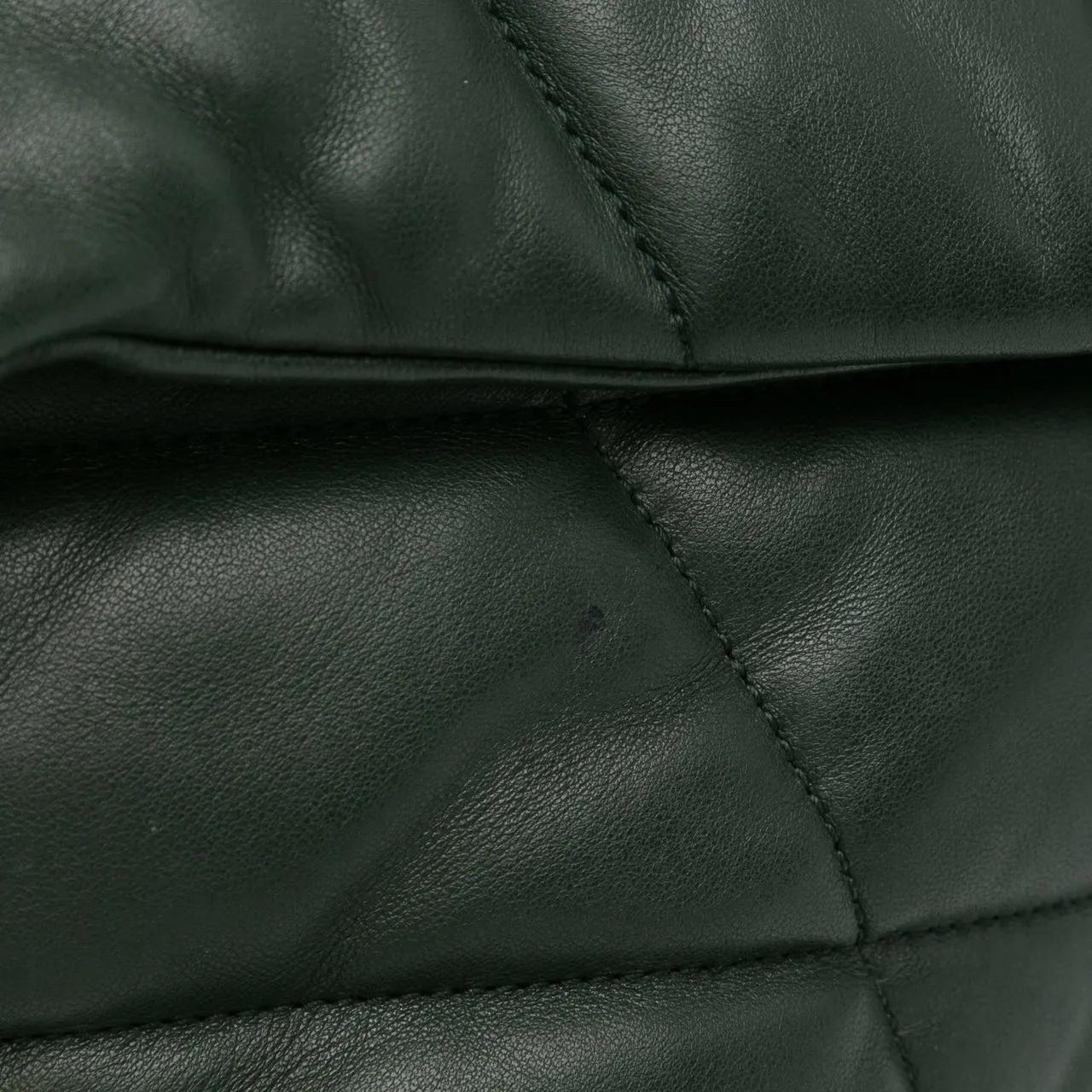Saint Laurent Shoppers Small LouLou Puffer Shoulder Bag in groen