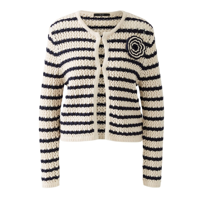 Oui Strickjacke Strickjacke blau