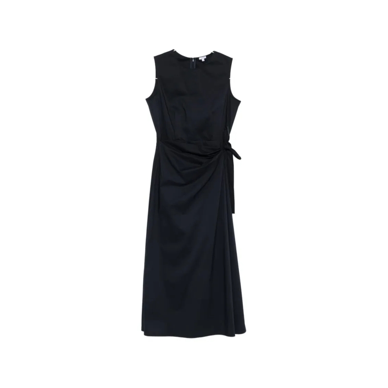 Aspesi Midi-jurk Sleeveless Midi Dress With Side Tie And Cinched Wa Black
