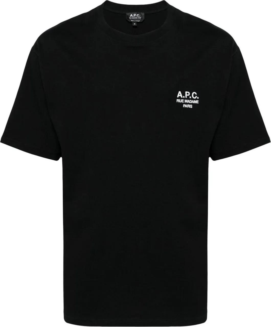 Thumbnail - A.P.C. - t shirt en coton raymond a logo brode 3 - Größe M - schwarz