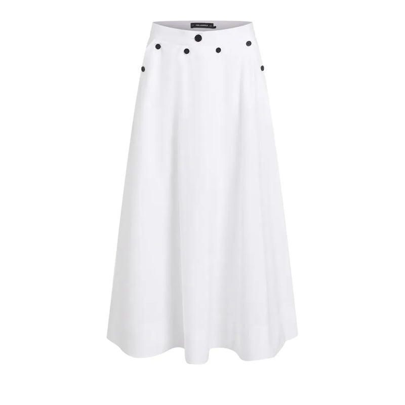 Karl Lagerfeld Minirock A-Linien-Rock mit Zierknöpfen Rock weiss
