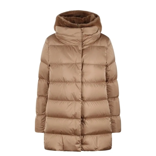 Herno Eco Fur Double Front Down Jacket Brown 