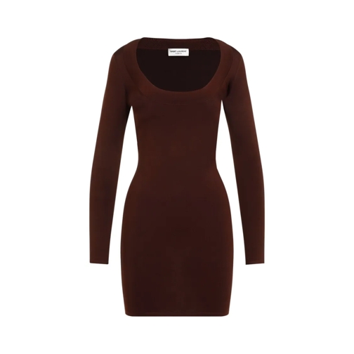 Saint Laurent Mini-Kleider Chocolat Viscose Mini Dress Black