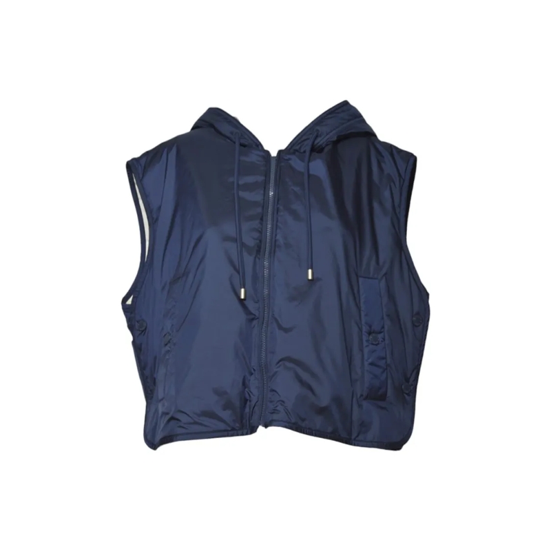 Max Mara Veste de transition Cropped Hooded Vest With Shiny Exterior Blue