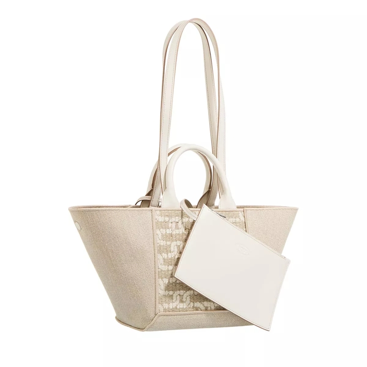 Tod s Shopping Tessuto Piccola Ecru Bian Shopping Bag