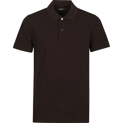 Tom Ford Polohemd Tennis Piquet Polo Shirt Brown schwarz