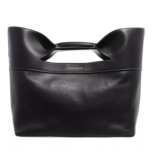 Alexander McQueen The Bow Small Handle Bag Leather Black Rymlig shoppingväska