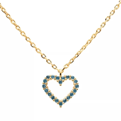 PDPAOLA Necklace Heart Celeste/Yellow Gold Short Necklace