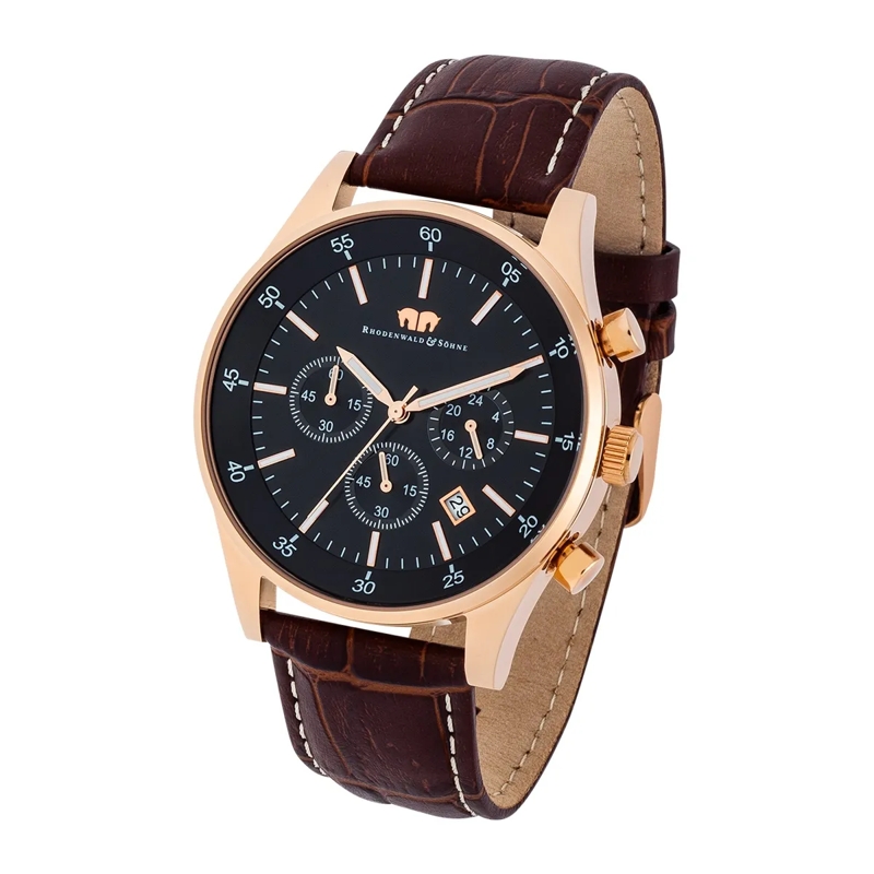 Rhodenwald & Söhne Automatikuhr Herren Armbanduhr Goodwill Echtleder rosegold(Image 3)