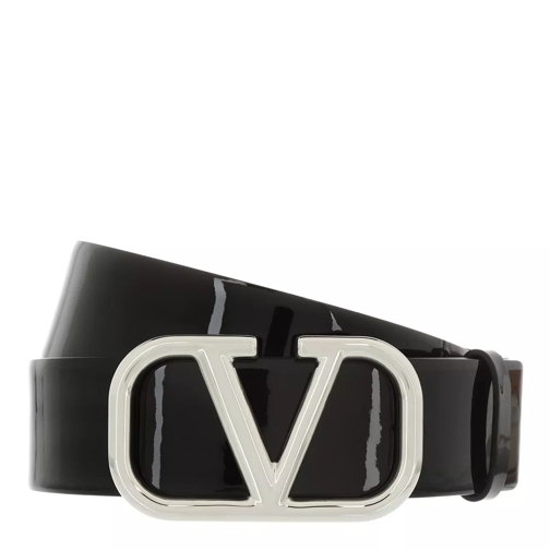 Valentino Garavani V Logo Belt Leather Black Ceinture en cuir