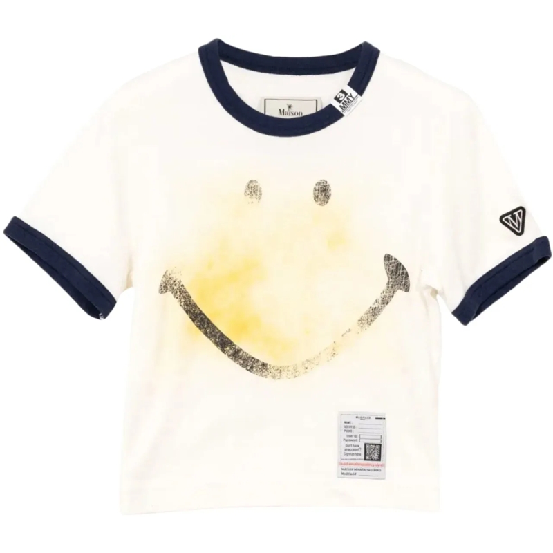 Maison Mihara Yasuhiro T-shirt Smily Face Printed Mini Tee White weiß