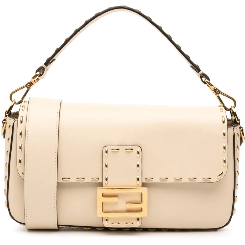 Fendi Schultertasche Leather Metal Stitch Baguette Satchel braun