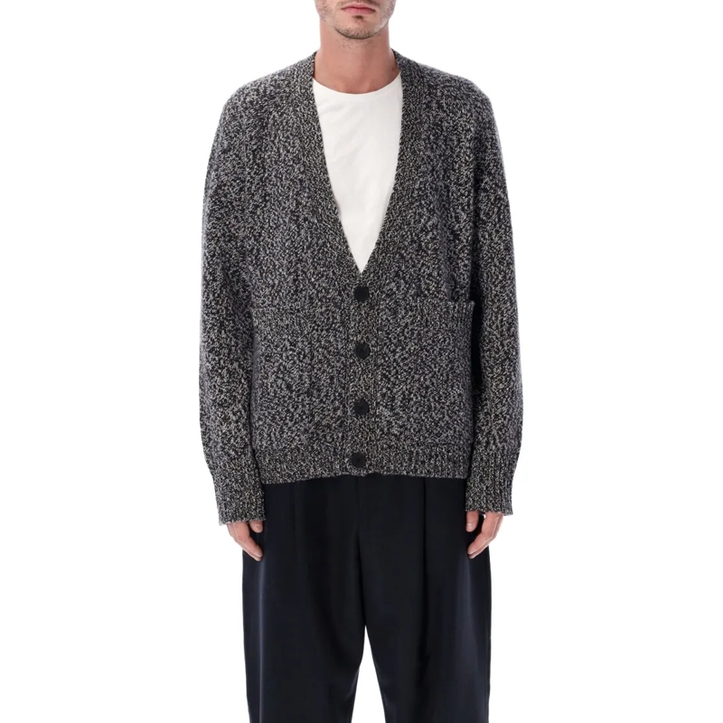 Studio Nicholson Vest Sen Mouline Wool Cardigan Black