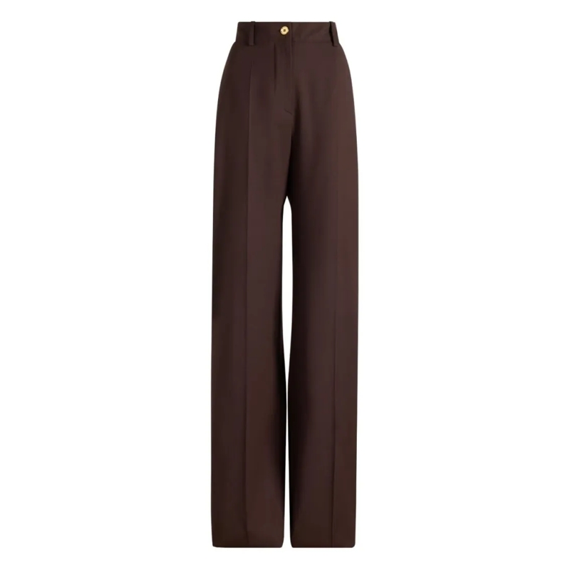 Patou  Iconic Long Trousers In Sustainable Technical Wool Brown