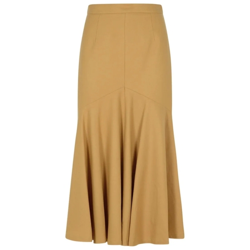 Patou Beige Wool Blend Skirt Brown Midi Rokken