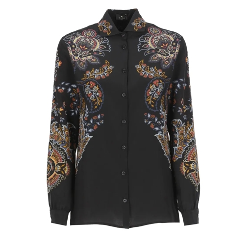 Etro Black Silk Shirt Black Hemden