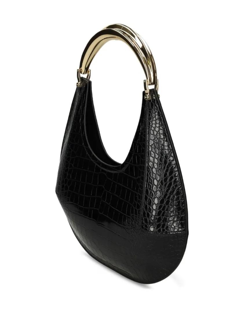 Thumbnail - Elisabetta Franchi Hobo Bags - Crescent-Shaped Black Crocodile-Embossed Shoulder - Gr. unisize - in Schwarz - für Damen