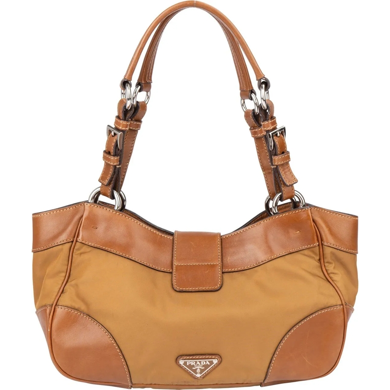 Prada Schultertasche Prada Brown Nylon Triangle Handbag braun