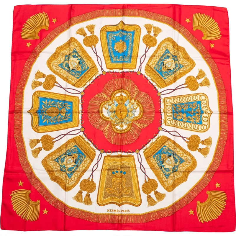 Hermès Wollschal Hermes Classic "Les Clefs" Silk Carre 90 Scarf Tuc rot