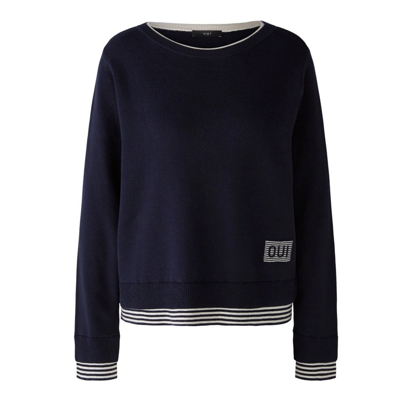 Oui Sweatshirt Pullover LEEZA dunkel-blau