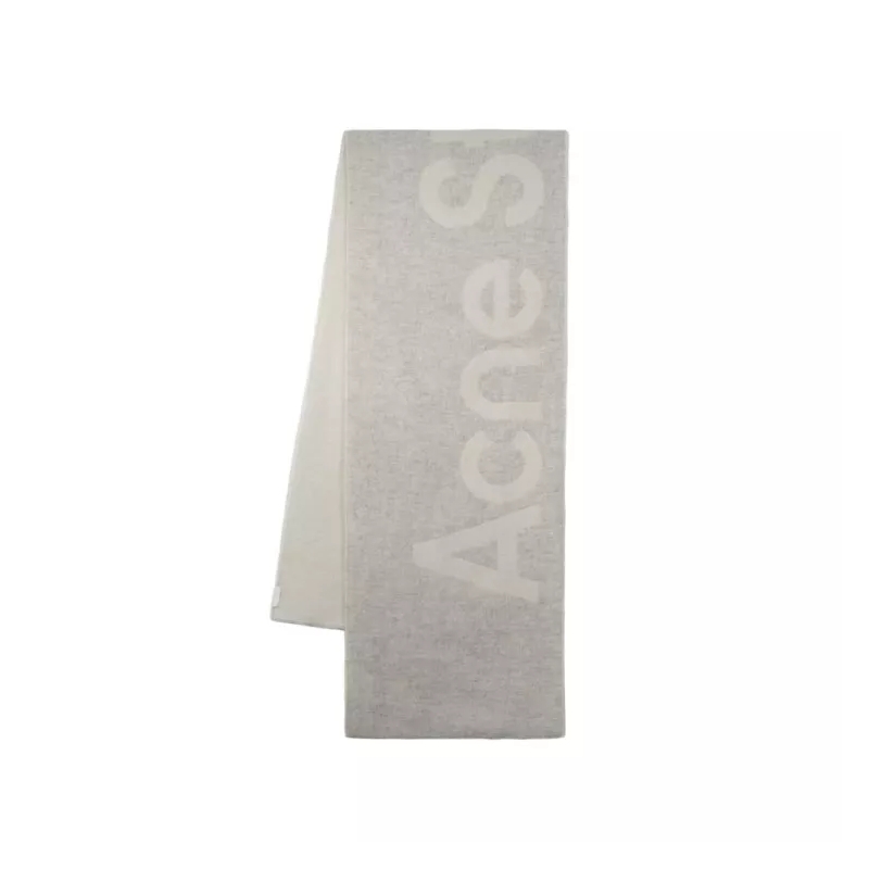 Acne Studios  Toronty Logo Contrast R Mini Scarf - Wool - Grey Grey
