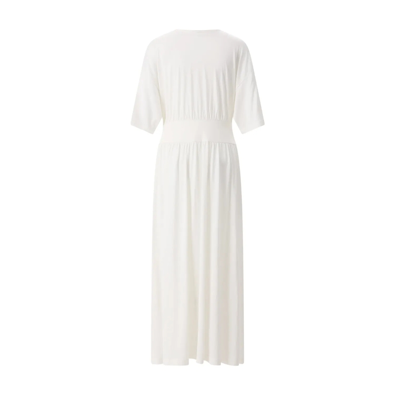 TOTEME Robe longue Midikleid aus Baumwolle und Seide weiß(Image 3)