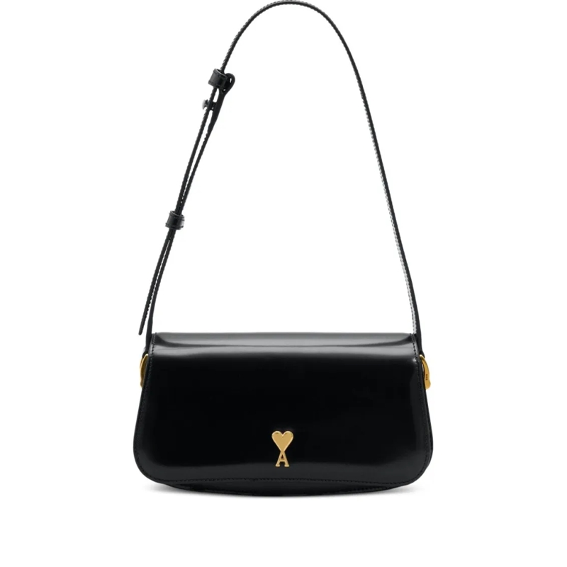 AMI Paris Sac à bandoulière Glossy Black Handbag Black