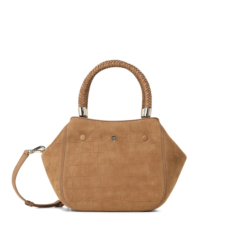 AIGNER Crossbodytas Handtasche Carré Soft Croco braun