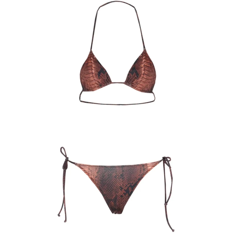 Jean Paul Gaultier  Bikini Set Printed Python Brown/black schwarz
