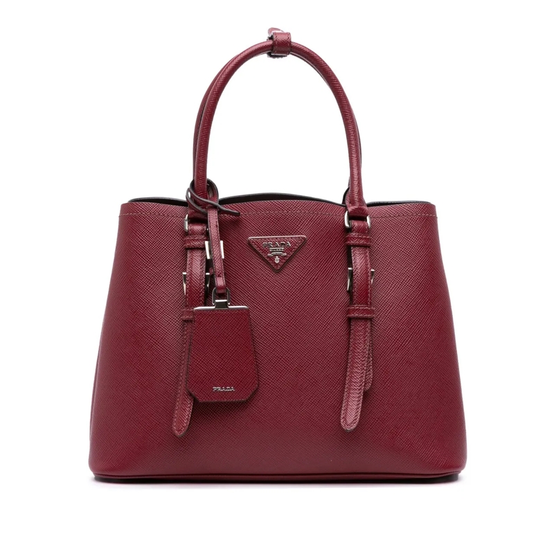 Prada Schultertasche Saffiano Cuir Double Satchel rot