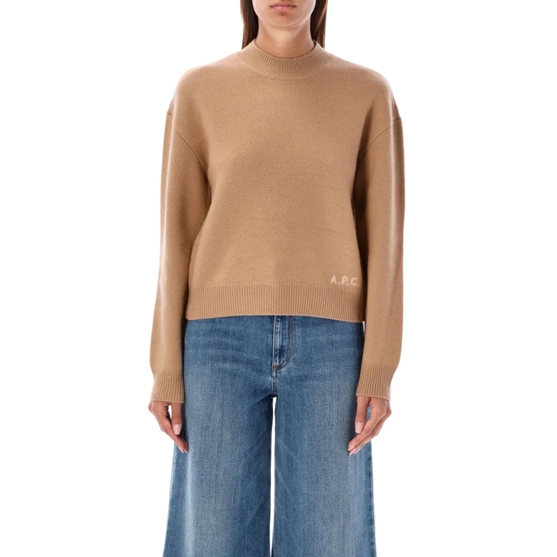 A.P.C. Pull Brown Wool Blend Esther Knit Sweater Brown