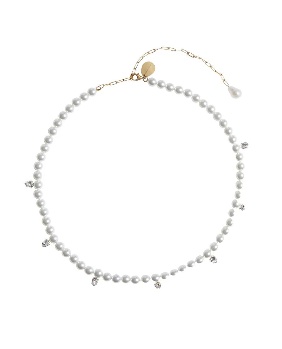 Simone Rocha Halskette - Pearl Crystal Dagger Choker Necklace - Gr. unisize - in Weiß - für Damen