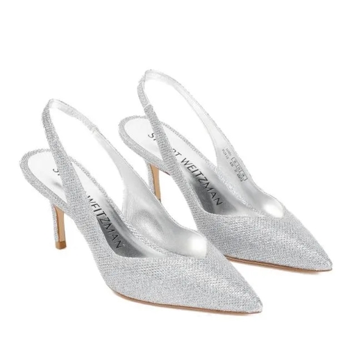 Stuart Weitzman Eva 75 Silver Leather Sandals Silver Pump