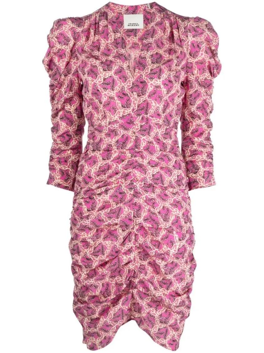 Thumbnail - Isabel Marant - Celina Graphic-Print Dress - Größe 38 - pink