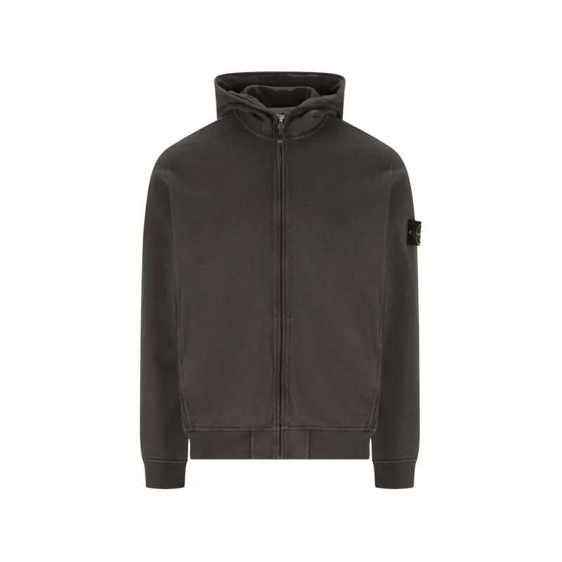 Stone Island  Full-Zip Hooded Sweatshirt With Distinctive Patch  Black
