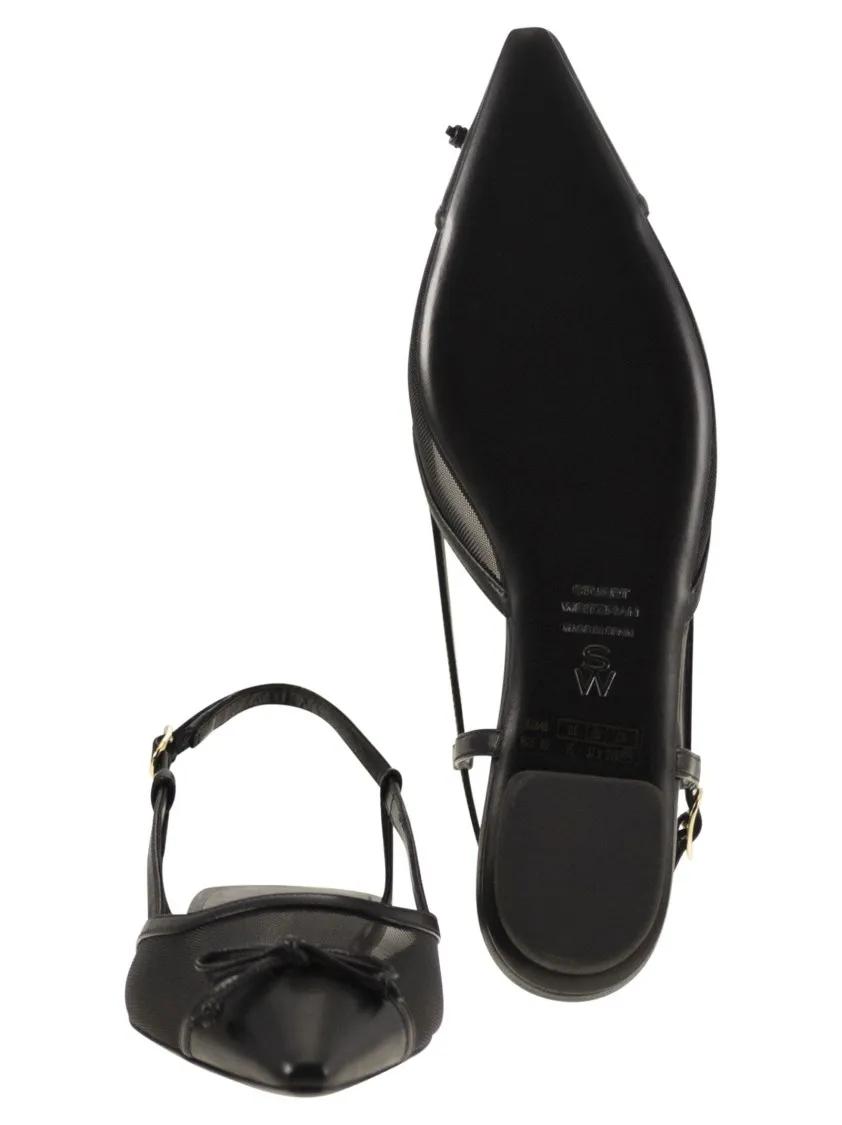 Thumbnail - Stuart Weitzman Sandalen - Kitty - Leather And Transparent Fabric Slingback - Gr. 41 (EU) - in Schwarz - für Damen
