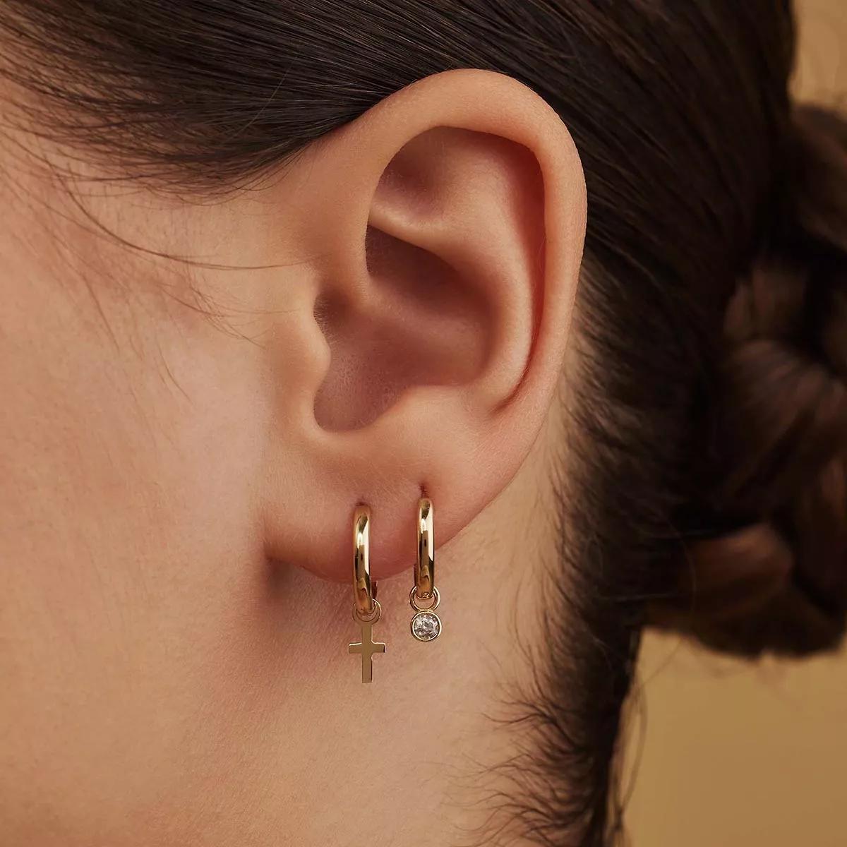 Thumbnail - Isabel Bernard Ohrringe - Rivoli Aélys 14 karat hoop earrings with zirconia - Gr. unisize - in Gold - für Damen