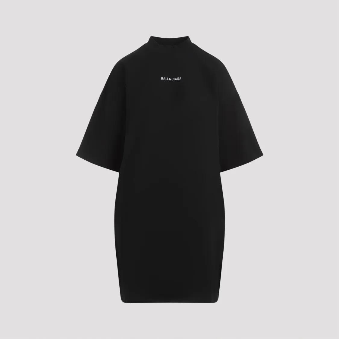 Balenciaga Black Cotton T Shirt Dress Black Mini Kleider